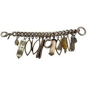 Vintage Iconic Charm Bracelet by Kate Hines Silver Tone Multicharm